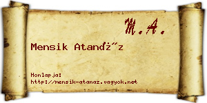 Mensik Atanáz névjegykártya